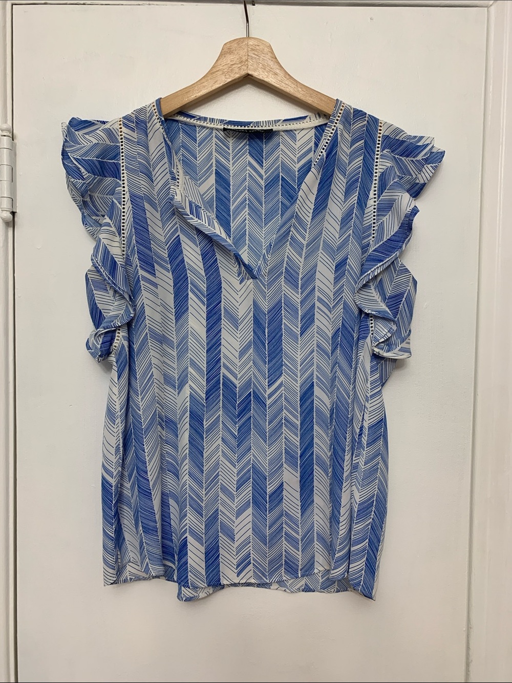 Ivanka Trump Blue and White Chevron Blouse